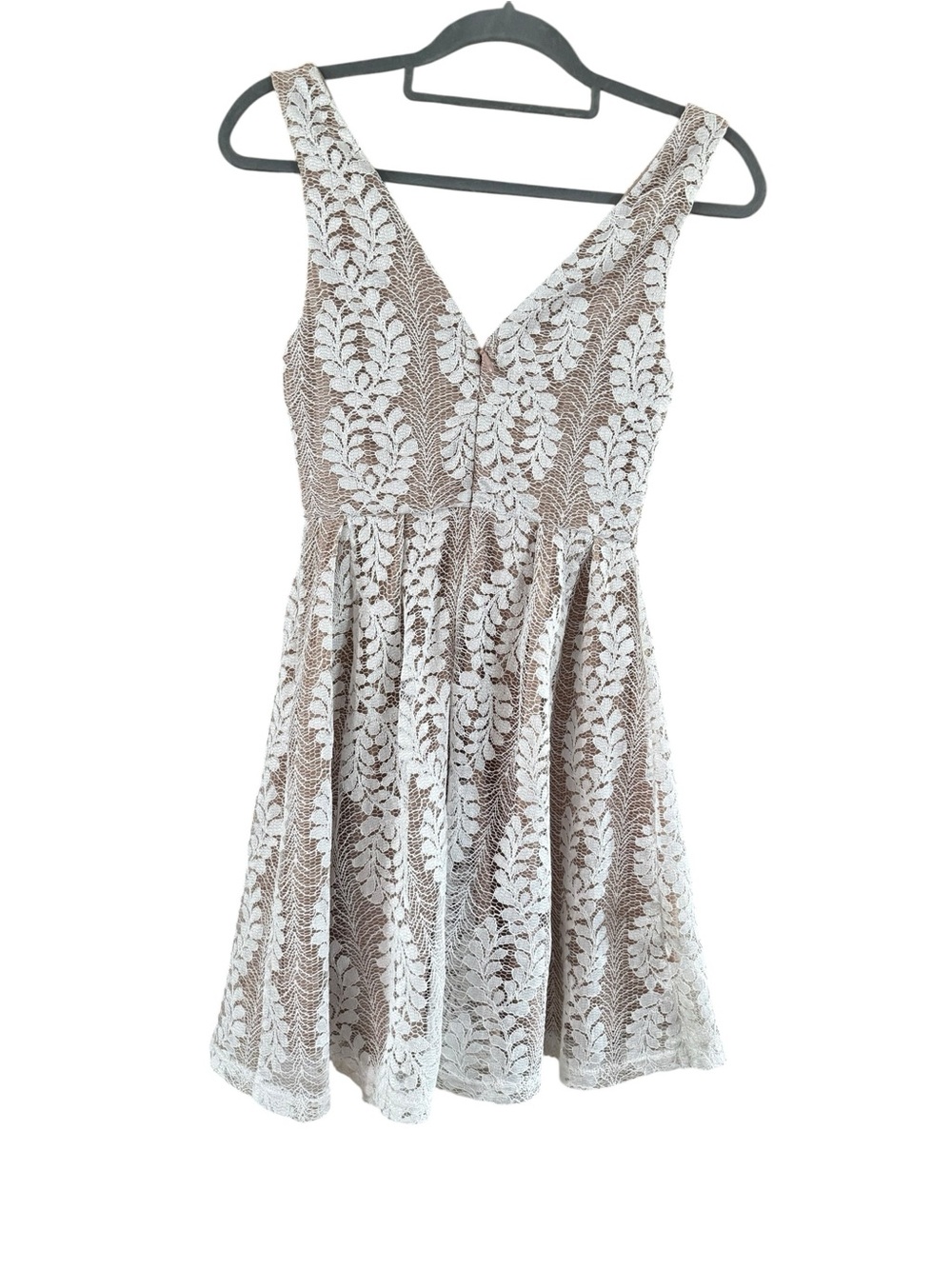 Lulu's White Floral Lace V-Neck A-Line Mini Dress - Picture 8 of 9